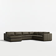 Aris 4-Piece L-Shaped Leather Sectional Sofa with Chaise Lounge