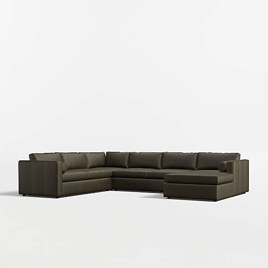 Aris 4-Piece L-Shaped Leather Sectional Sofa with Chaise Lounge
