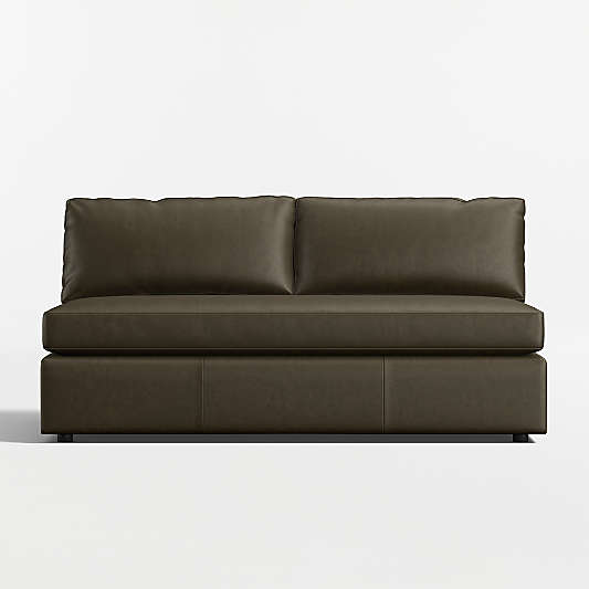 Aris Leather Armless Bench Loveseat Sectional Piece