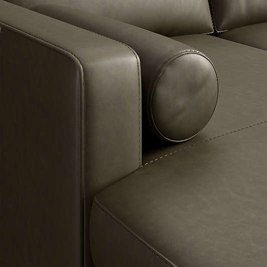 Aris 2-Piece Leather Bench Sectional Sofa with Chaise Lounge