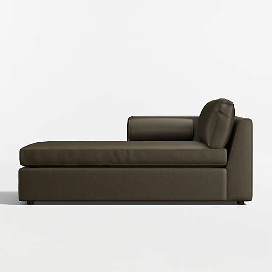 Aris Leather Left-Arm Chaise Lounge Sectional Piece