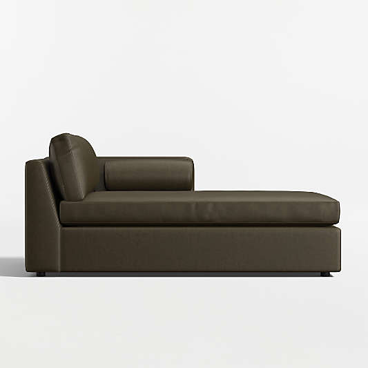 Aris Leather Right-Arm Chaise Lounge Sectional Piece