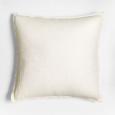 View Arla 23" Eyelash Crisp White Pillow with Down-Alternative Insert details