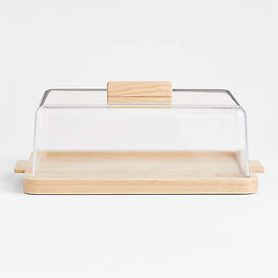 Arla Ash Wood Rectangle Serving Board with Acrylic Lid