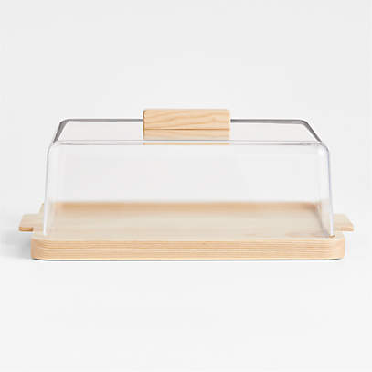 Large Rectangular Acrylic Food Storage with Wood Lid | Crate & Barrel