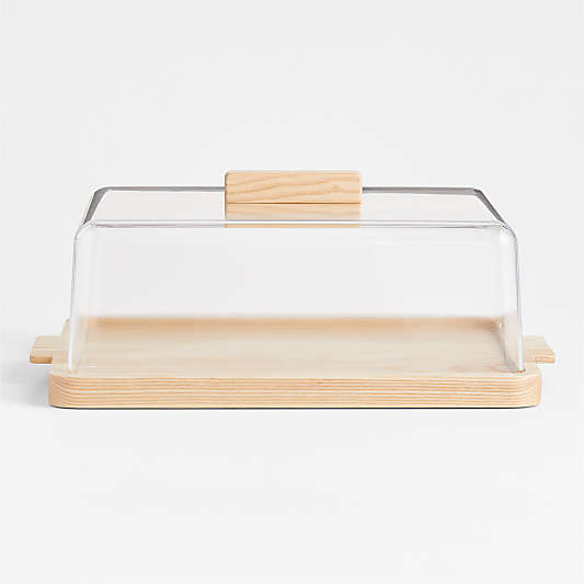 Arla Ash Wood Rectangle Serving Board with Acrylic Lid