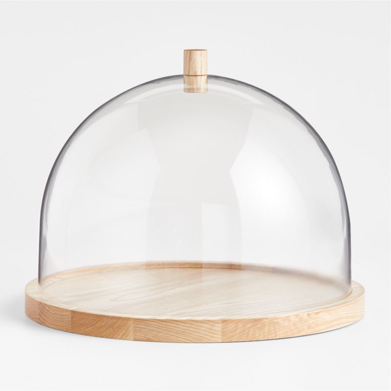 Arla Ash Wood Round Serving Board with Acrylic Lid