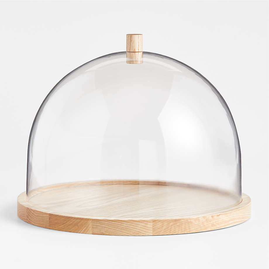 Arla Ash Wood Round Serving Board with Acrylic Lid | Crate & Barrel