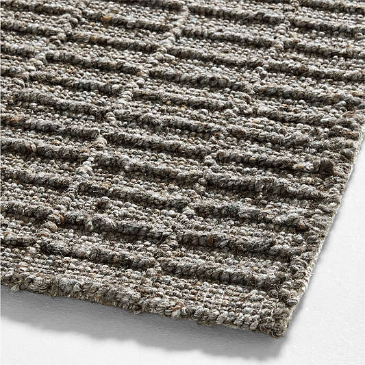 Arles Performance Wool Raised Pattern Dark Grey Area Rug 8'x10'