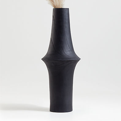 View Arllon Narrow Black Wood Vase details