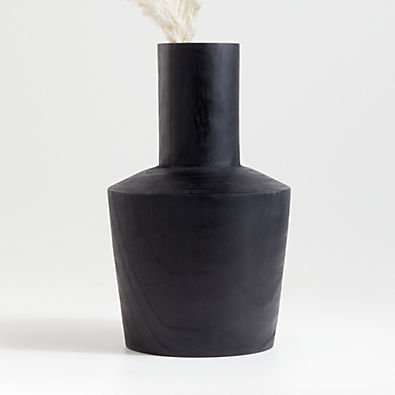 View Arllon Wide Black Wood Vase details