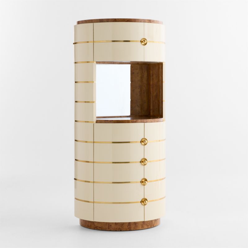 Arlo Burl Wood & Brass 34" Gloss Lacquer Bar Cabinet by Laura Harrier & Tiffany Howell - image 7 of 13