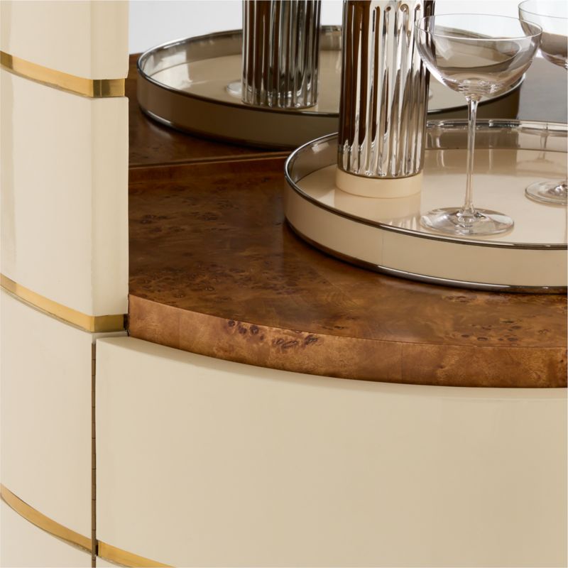 Arlo Burl Wood & Brass 34" Gloss Lacquer Bar Cabinet by Laura Harrier & Tiffany Howell - image 9 of 13