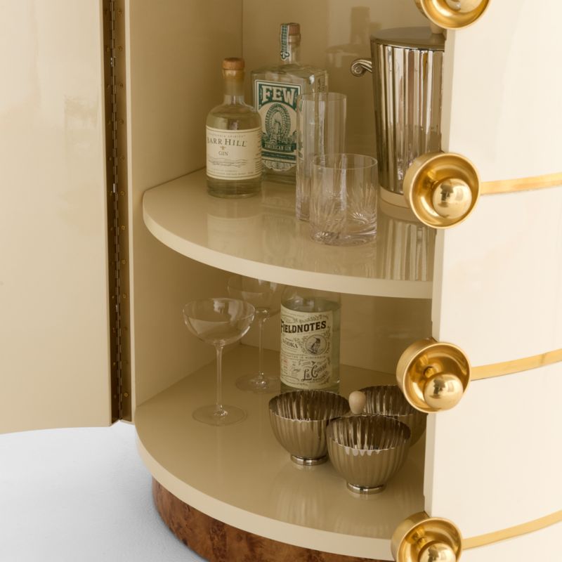 Arlo Burl Wood & Brass 34" Gloss Lacquer Bar Cabinet by Laura Harrier & Tiffany Howell - image 11 of 13