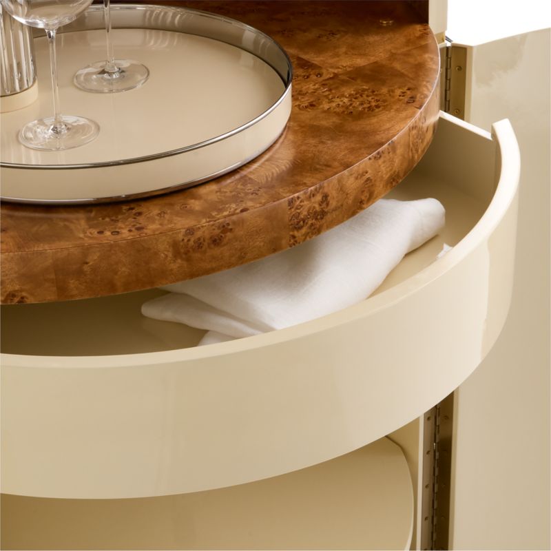 Arlo Burl Wood & Brass 34" Gloss Lacquer Bar Cabinet by Laura Harrier & Tiffany Howell - image 10 of 13