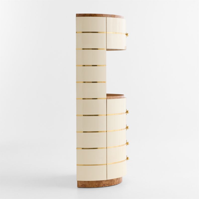 Arlo Burl Wood & Brass 34" Gloss Lacquer Bar Cabinet by Laura Harrier & Tiffany Howell - image 8 of 13