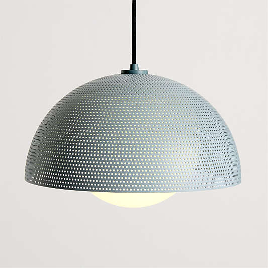 Arlo 16" Perforated Blue Kids Pendant Ceiling Light