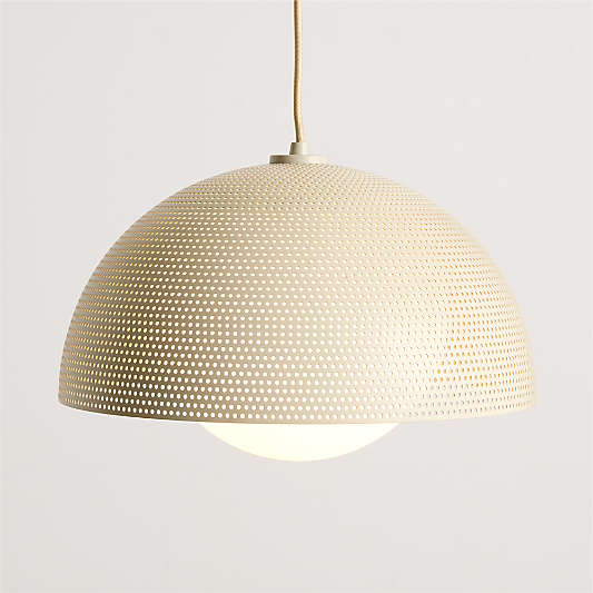 Arlo 16" Perforated Cream Kids Pendant Ceiling Light