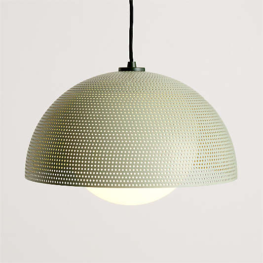Arlo 16" Perforated Green Kids Pendant Ceiling Light