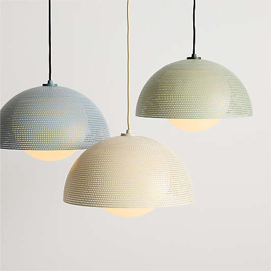 Arlo 16" Perforated Cream Kids Pendant Ceiling Light