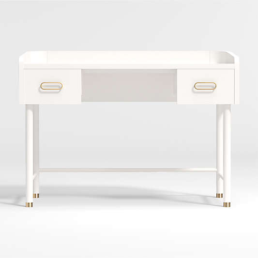 Arlo White and Gold Wood 2-Drawer Kids Desk