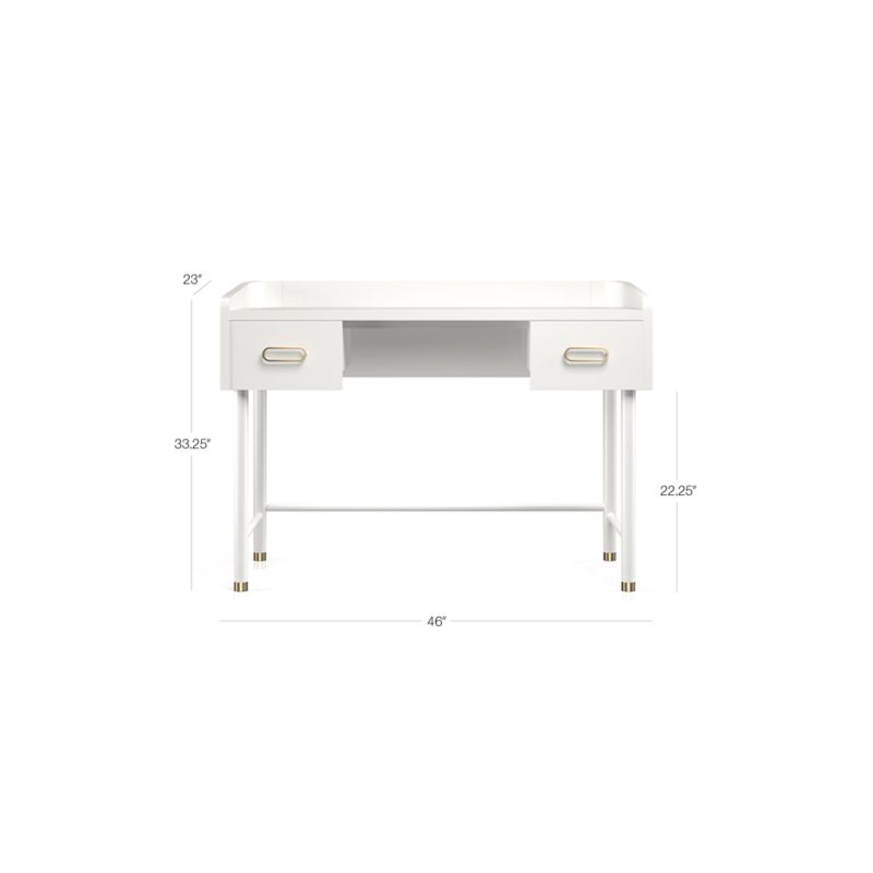 View Arlo White and Gold Wood 2-Drawer Kids Desk - image 3 of 9