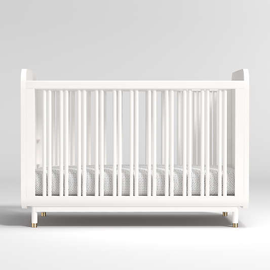 Arlo White and Gold Wood Baby Crib