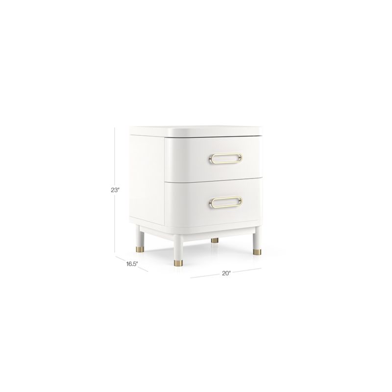 View Arlo White and Gold Wood 2-Drawer Kids Nightstand - image 3 of 12