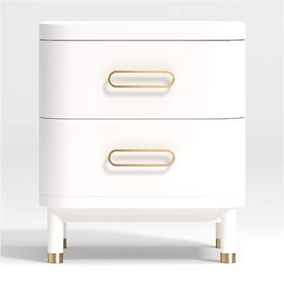 Arlo White and Gold Wood 2-Drawer Kids Nightstand