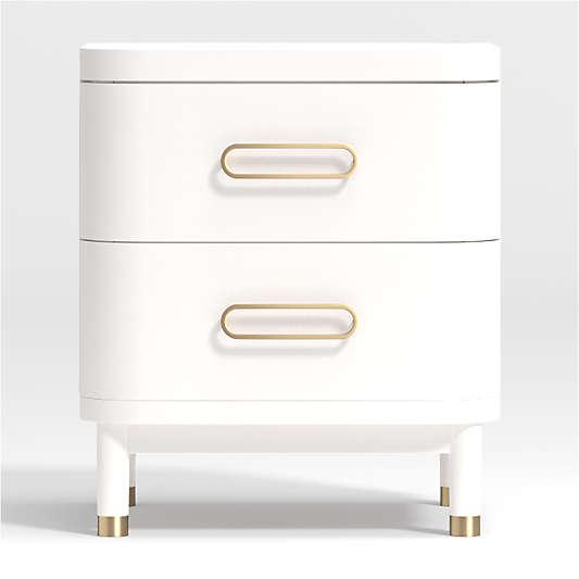 Arlo White and Gold Wood 2-Drawer Kids Nightstand