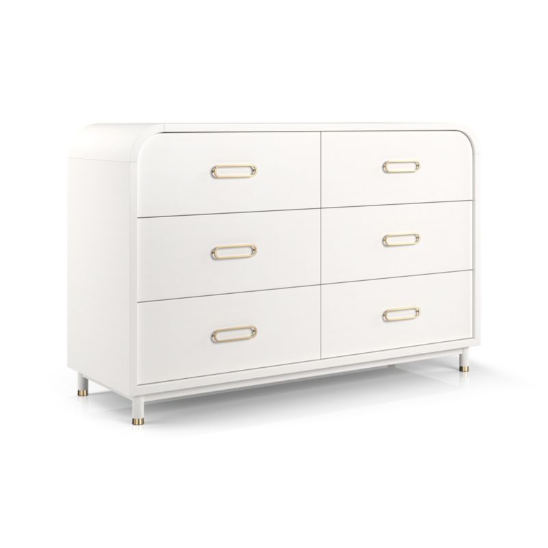 Arlo White and Gold Wood Wide 6-Drawer Kids Dresser - image 7 of 11