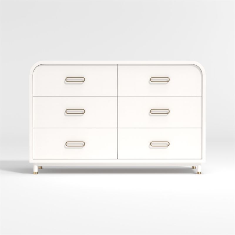 Arlo White and Gold Wood Wide 6-Drawer Kids Dresser - image 3 of 11