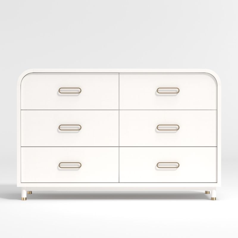 Arlo White and Gold Wood Wide 6-Drawer Kids Dresser - image 0 of 11