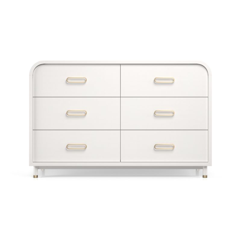 Arlo White and Gold Wood Wide 6-Drawer Kids Dresser - image 9 of 11