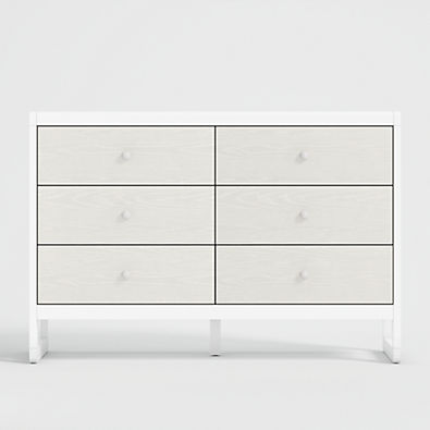 View Arlyn Two-Tone White Wood 6-Drawer Kids Dresser details