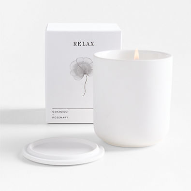 View Relax Aromatherapeutic 1-Wick Scented Candle - Geranium + Rosemary details