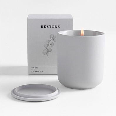 View Restore Aromatherapeutic 1-Wick Scented Candle - Hinoki + Eucalyptus details