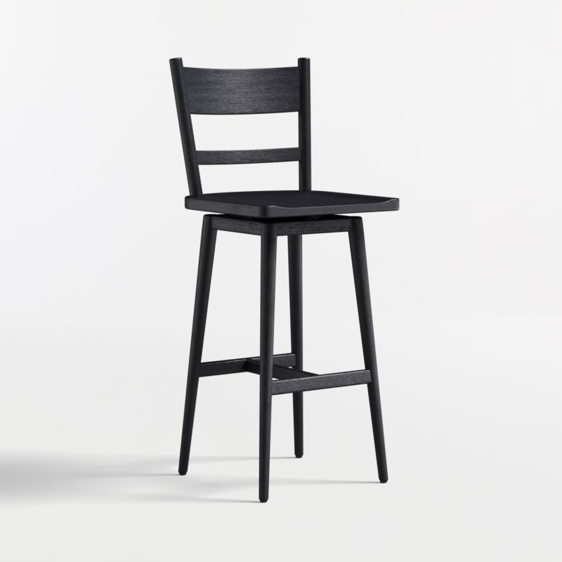 Arno Black Wood Swivel Bar Stool - image 2 of 6