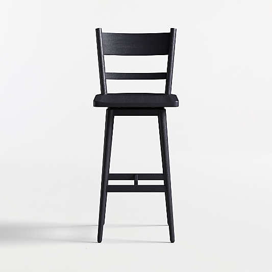 Arno Black Wood Swivel Bar Stool