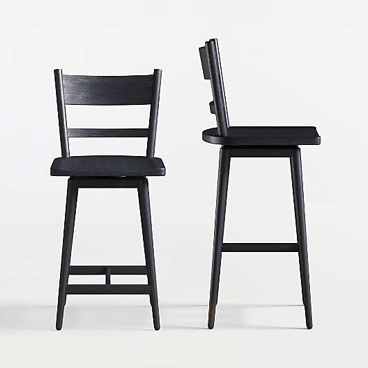 Arno Black Wood Swivel Counter Stool