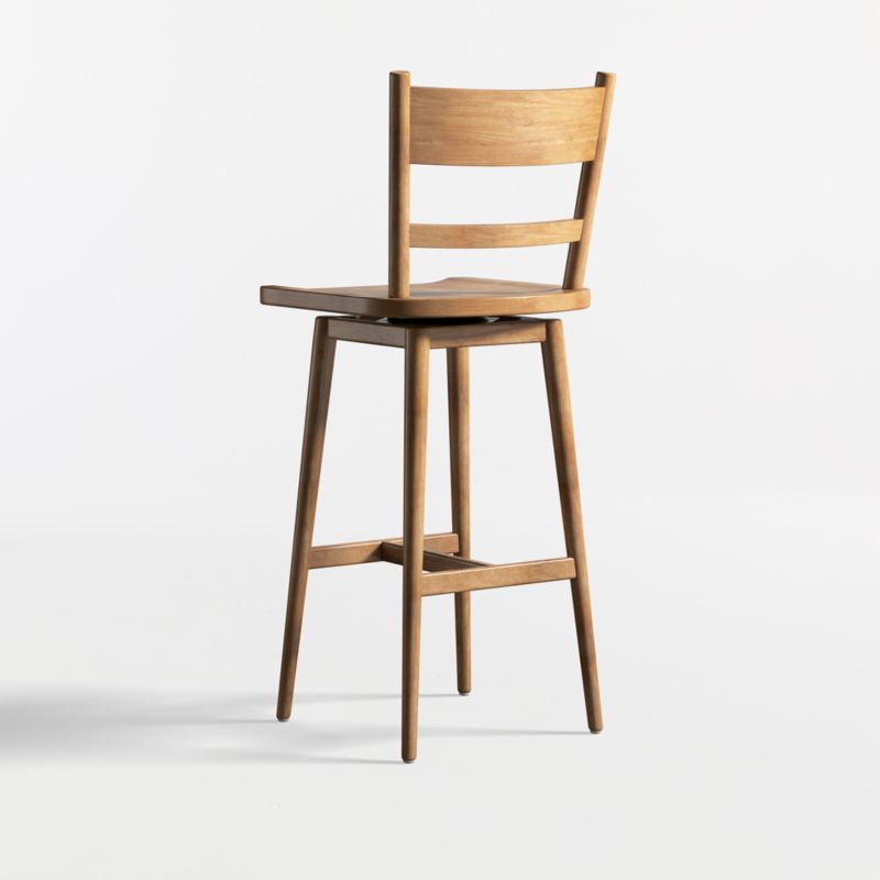 Arno Light Brown Wood Swivel Bar Stool - image 3 of 6
