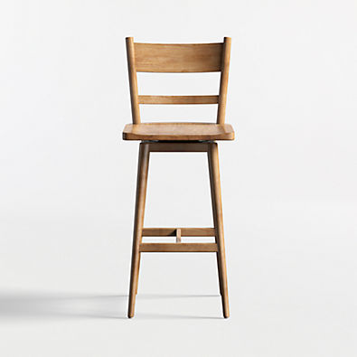 View Arno Light Brown Wood Swivel Bar Stool details