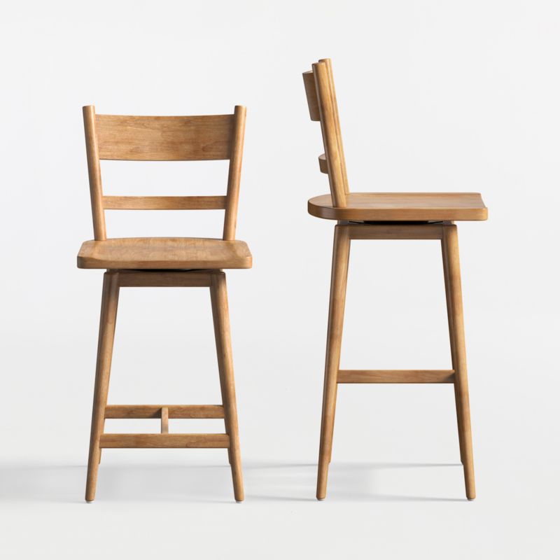 Arno Light Brown Wood Swivel Bar Stool - image 5 of 6