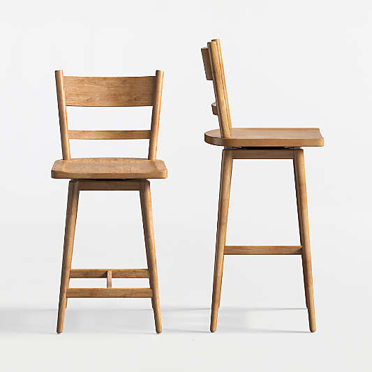 Arno Light Brown Wood Swivel Counter Stool