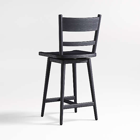 Arno Black Wood Swivel Counter Stool