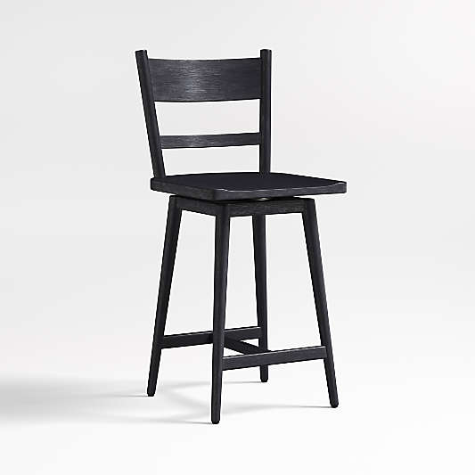 Arno Black Wood Swivel Counter Stool