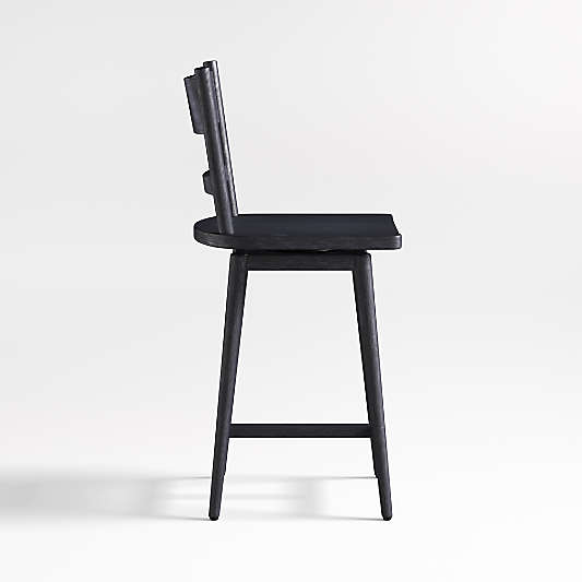 Arno Black Wood Swivel Counter Stool