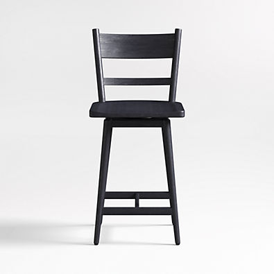 View Arno Black Wood Swivel Counter Stool details