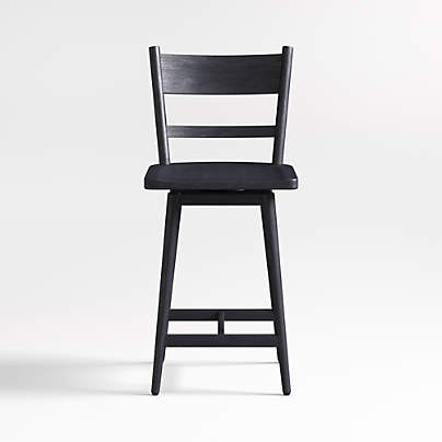 Arno Black Wood Swivel Counter Stool