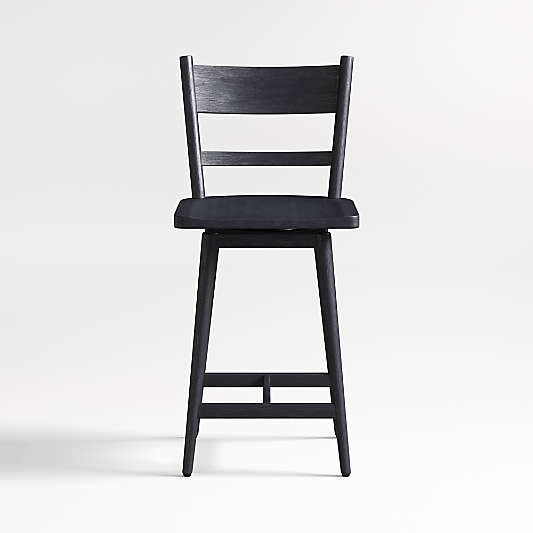 Arno Black Wood Swivel Counter Stool